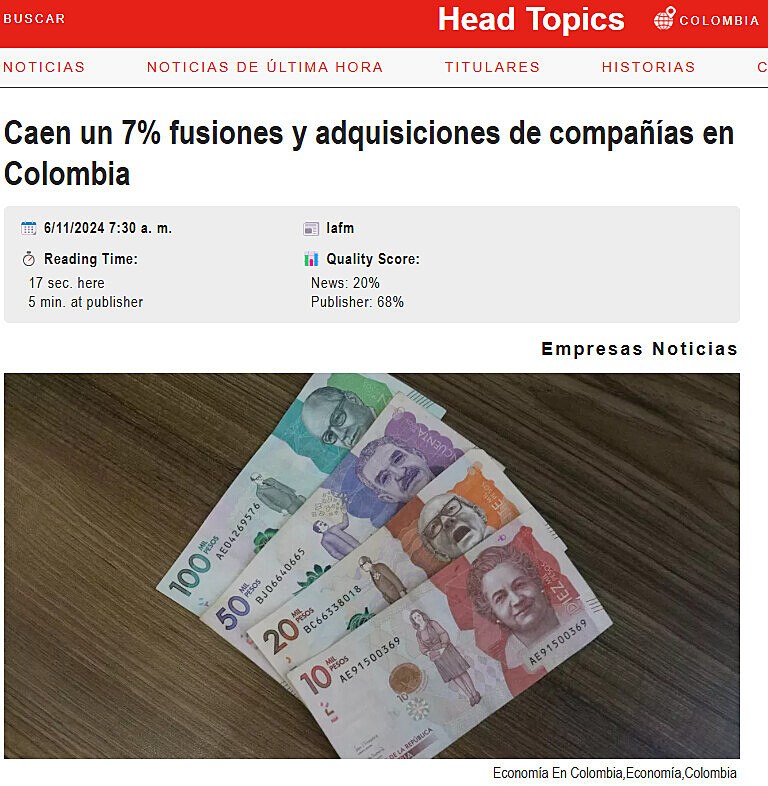 Caen un 7% fusiones y adquisiciones de compaas en Colombia